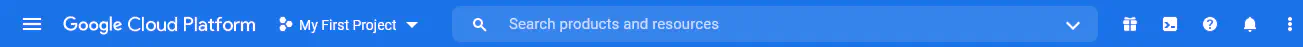 Google Cloud Console top panel