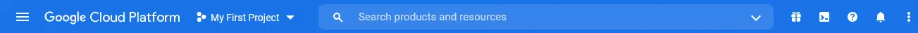 Google Cloud Console top panel