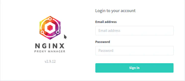 Nginx Proxy Manager login page