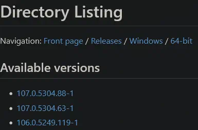 Directory listing for version